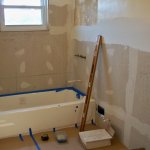 Getting there. Protect the tub and floor