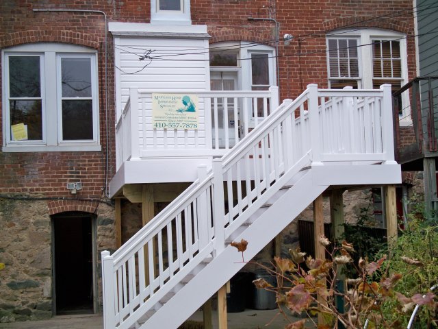 New  pvc deck and vinyl railings. Baltimore City